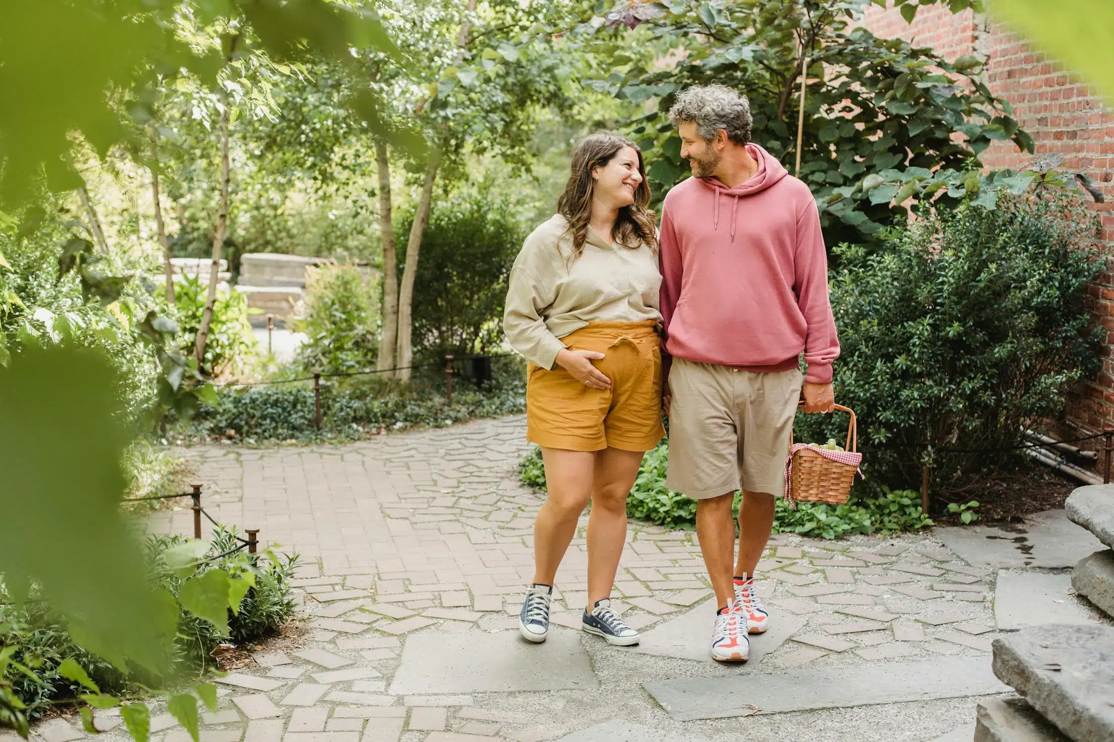 Pregnancy women walking with comfortable insoles