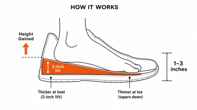 How height insoles work: wedge cross-section diagram