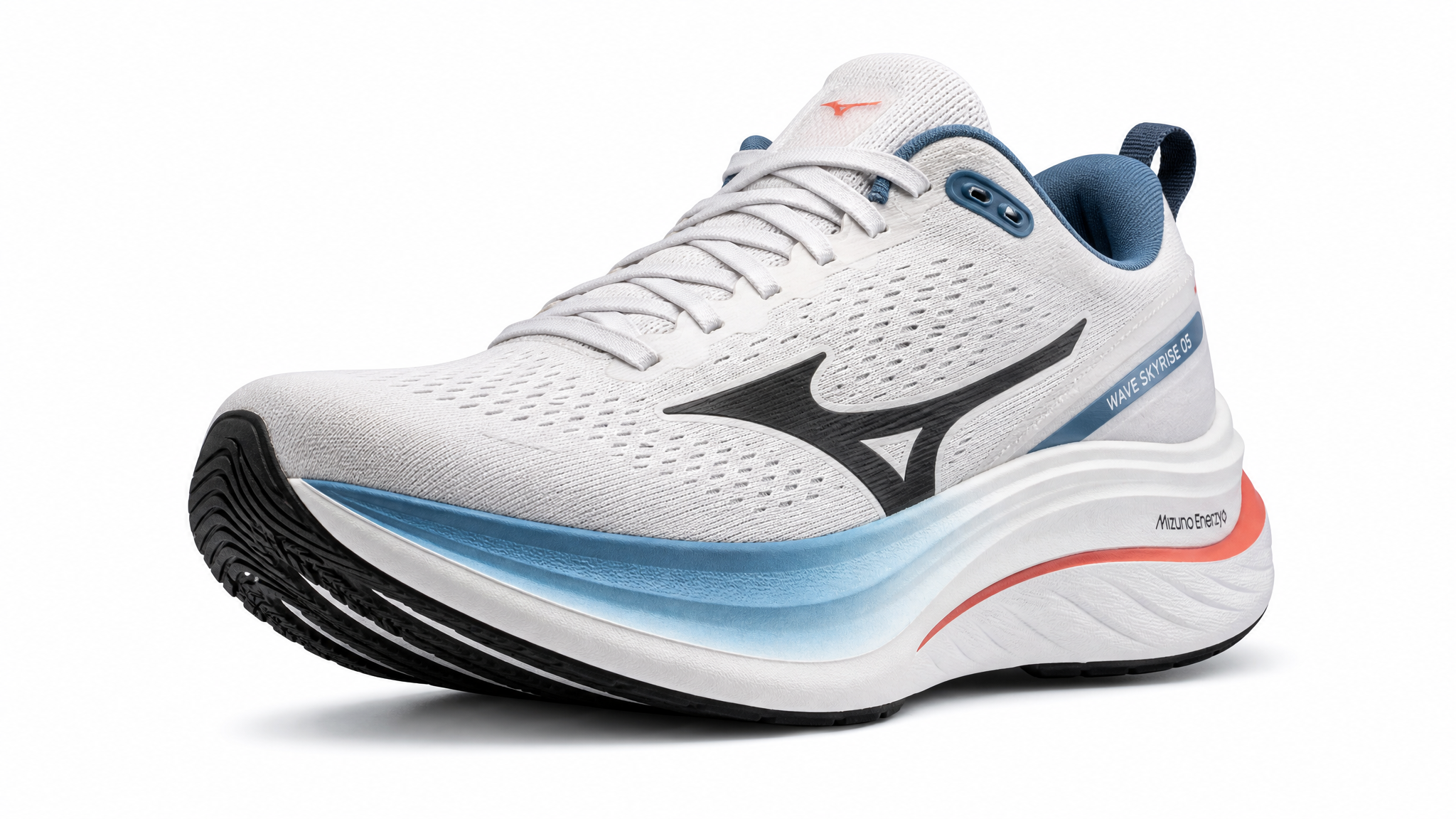 Hoka running shoe with thick midsole and Meta-Rocker design for metatarsalgia