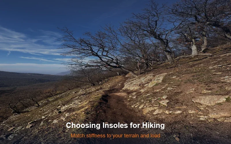 Winding trail through rocky hillside forest - choosing the right carbon fiber insoles for hiking