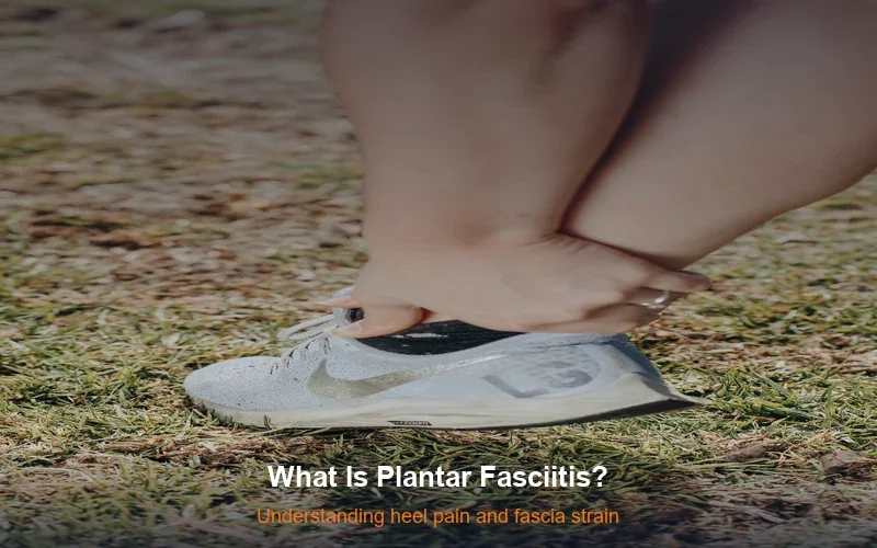 Person holding ankle in sneaker showing foot pain - understanding plantar fasciitis