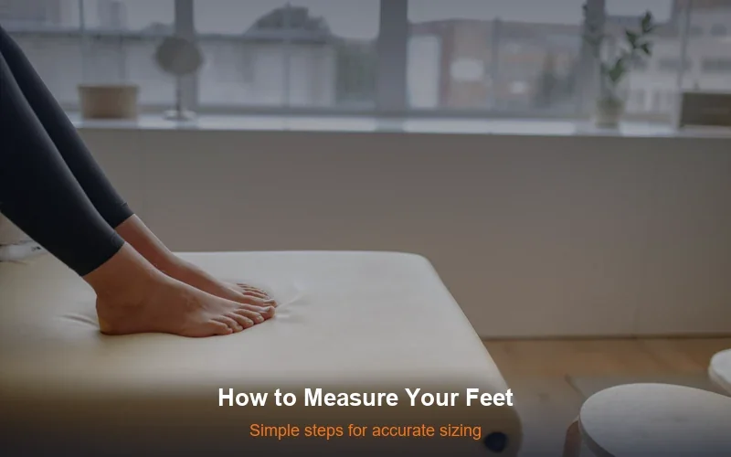 Woman's bare feet on cushioned surface - how to measure feet for carbon fiber insoles