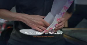 Orthotic brace being designed by technician - carbon fiber insoles vs custom orthotics comparison