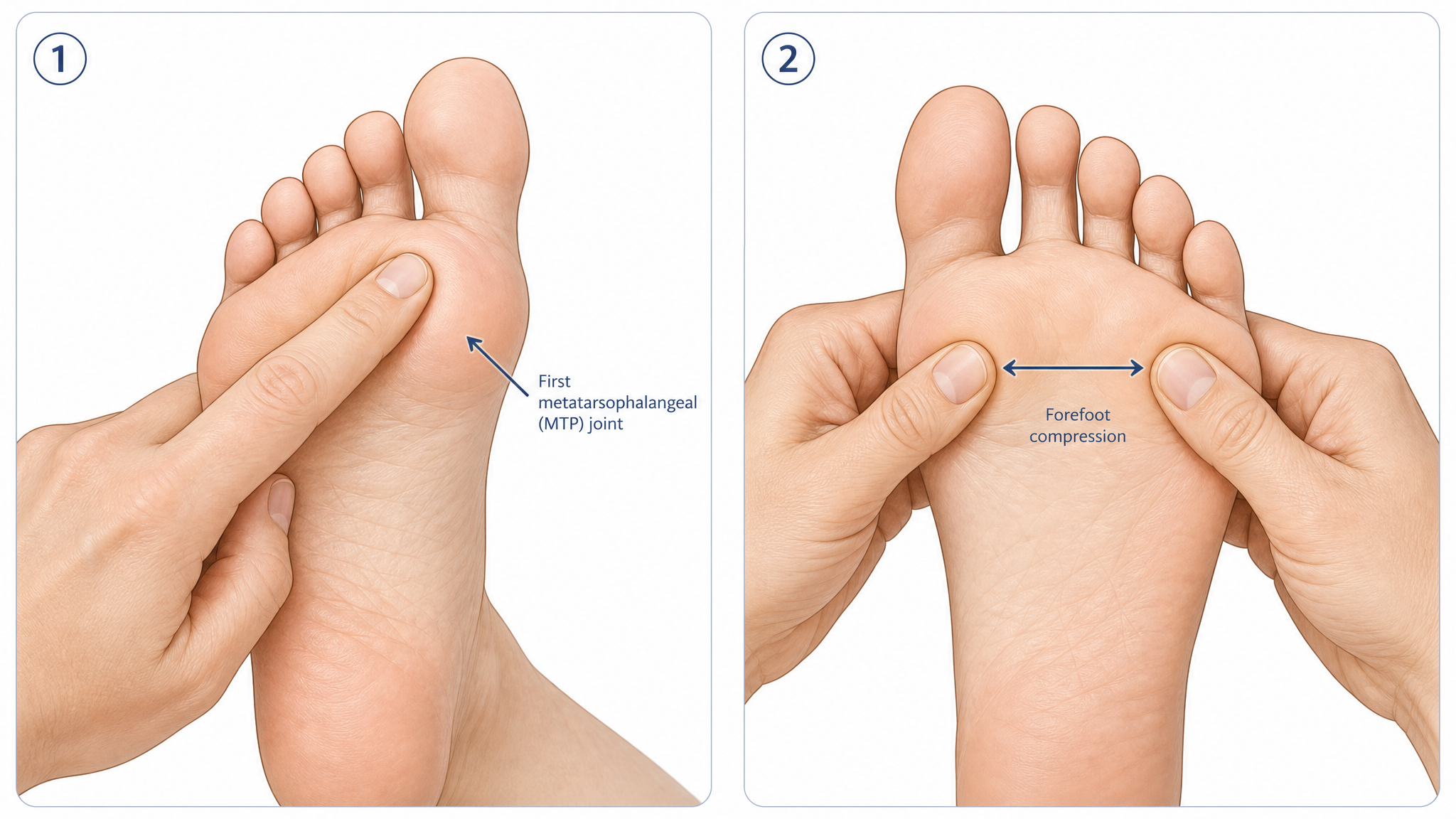 Self-diagnosis test for sesamoiditis pressing under big toe joint